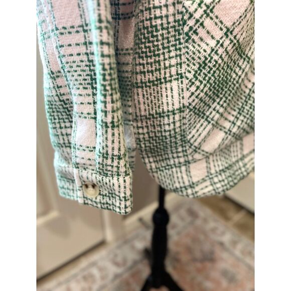 Ott Green & White Plaid Button Front Shacket Jacket – Size M/L - Picture 4 of 13